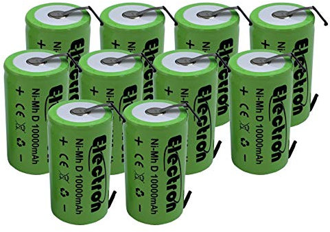 10x Batteria ricaricabile Ni-Mh D Torcia 1,2V 10000mAh 10Ah con linguette lamelle terminali a saldare per pacco pacchi batteria