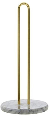 Premier Kitchen Roll Holder, White Marble, Brass Finish, 1001216