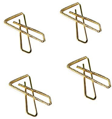 Decorative Golden Saree Pins Small X Shaped Sinlgle Line Stone,Safety Pin, Brooch Safety Pins Set of 4