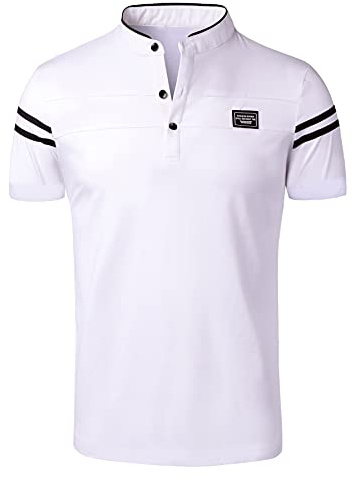 KTWOLEN Henley T-Shirt Uomo Cotone Maglietta Maniche Corte Estate Henley Shirt Camicia Casual Tshirt, Bianco, M