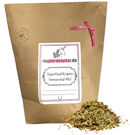 mypferdefutter Immunvital-Mix - Kräuter für Pferde 100% Natur PUR - Pferdekräuter frei von Zusätzen - Stärkung der körpereigenen Abwehrkräfte und des Immunsystems (500 g)