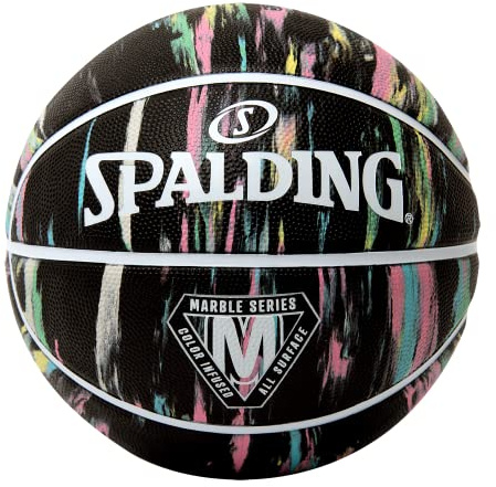 Spalding - Marble Series Black Pastel - Größe 5 - Gummibasketball - Outdoor-Basketball - Ausgezeichneter Grip - Für Kinder