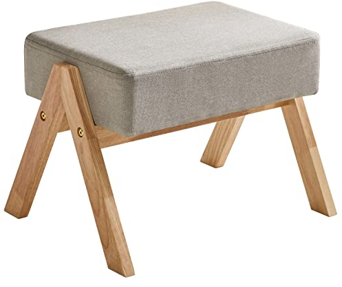 YMYNY Fußhocker, Ottoman klein, Schuhe Wechselhocker, Hilfsfußhocker, Typ A Moderner Stabiler Holzfußhocker für Ruhefüße, für Wohnzimmer, Schlafzimmer, 40×28×30CM Beige HBD022M