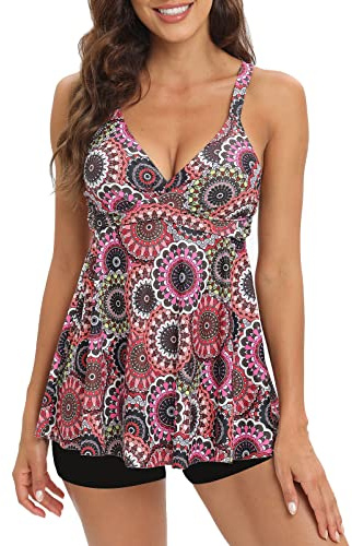Adigaber Traje De Baño Mujer Bañador de 6 Piezas Conjuntos Top Floral Braga Tankinis Swimsuit Playa Push up Swimsuit Swimwear Beachwear