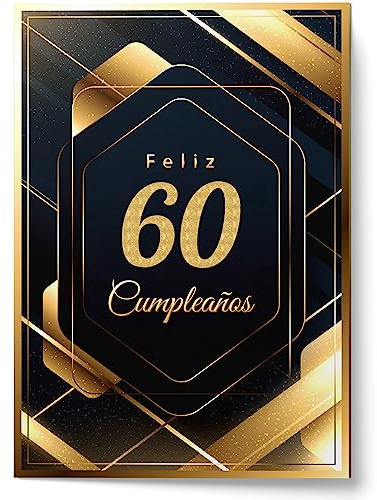 Cheerset Postal de Feliz Cumpleaños para Hombre o Mujer - Grande A4 21x30 cm con Mucho Espacio para Escribir - Incluye sobre (60 Años)