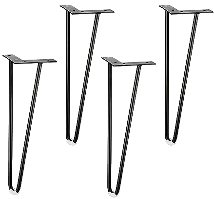 MZZHEDIE 4 Stück Haarnadel Tischbeine,DIY Metall Möbelfüße Hairpin Legs,Ersatz-Haarnadelbeine aus Metall,Haarnadel-Stützbeine,für Couchtisch Nachttisch Verfügbar,Schwarz (100mm/3.9in)
