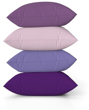 ggaimwf Solid Color Linen Look Cushion Covers for Sofa Purple Gradient Throw Pillow for Bed Lavender Manor Color Handmade Square Cushion Cases with Invisible Zipper, 40x40cm Set of 4