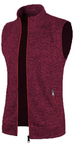 Didadihu Arbeitsweste Herren Winter - Ärmellos Weste Kurz Fleeceweste Arbeitsweste Stehkragen Softshell Winterweste Vest Sportweste Gefüttert Plüsch,Wein,Xxl