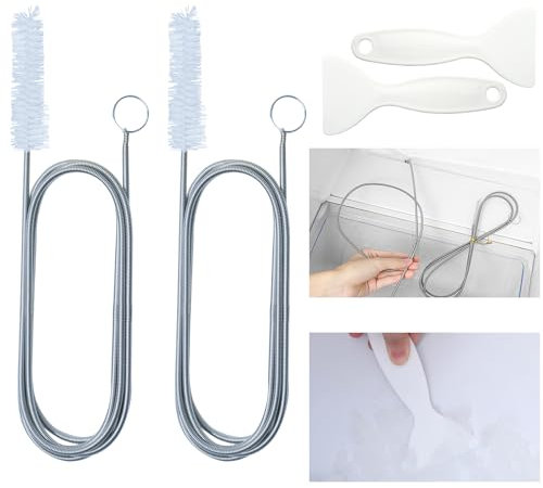TAIHOBO 2 Piezas Desatascador Tuberías, 155 cm Cepillos con 2 Raspador para Limpieza de Tuberías en Refrigeradores, Flexible Limpiar Desagüe Fregadero, Desatascador Tuberías Profesional