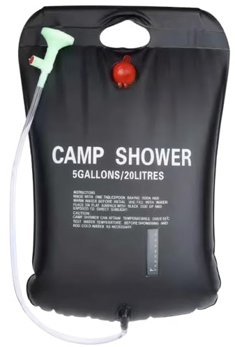 Peosaard Camp Shower Solar Heating Portable Shower 5 Gallons Camping Shower Bag with Removable Hose & On/Off Shower Head Solar Outdoor Showers for Camping Beach Swimming