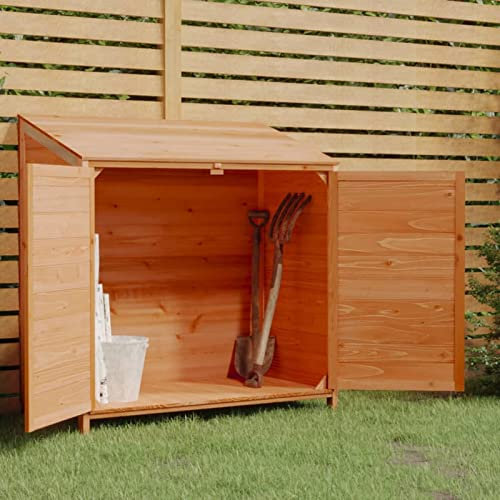 Iiaky Geräteschuppen Braun 102x52x112 cm Massivholz Tanne Gartenschrank Holz Wetterfest