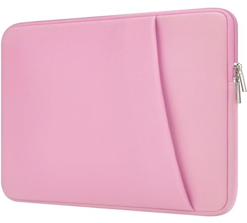 HEDUGO Custodia a Manica per Laptop con Tasca per Accessori Compatibile con HP Dell Asus da 15,6 Pollici Custodia Imbottita Protettiva Antiurto per Computer Pc Portatile da 15,6”,Rosa