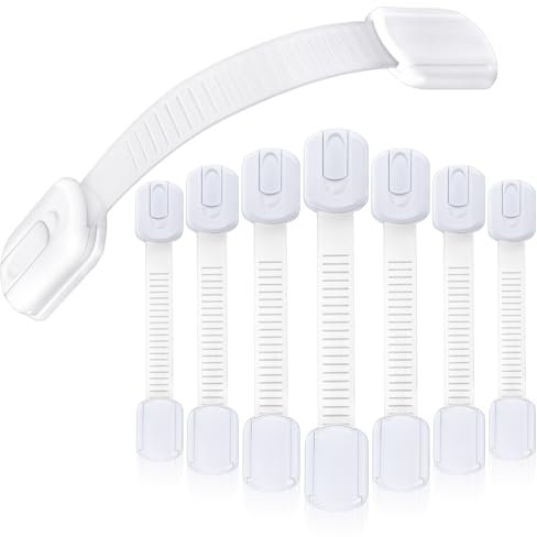 Oruola 8 Stück Schranksicherung Kinder,Schubladensicherung Baby,Mehrzweck Schranksicherung für Schränke,Türen,Kühlschränke, Öfen, Toiletten,Möbe,ohne Bohren,robust und langlebig,Weiß