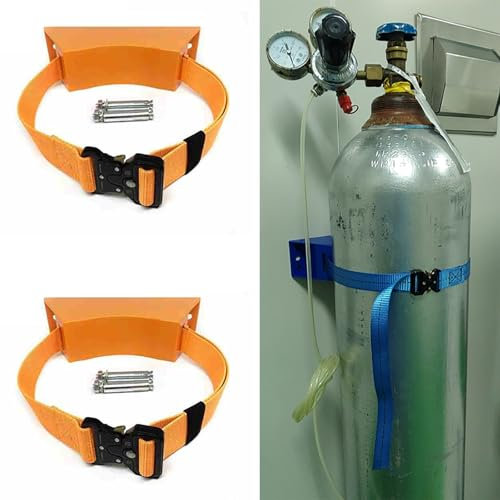 ERRULAN Support de Cylindre Support de Montage Mural pour Bouteille de gaz 2 pièces, étagère de Stockage de réservoir de Propane Robuste, Support Mural pour réservoir de gaz d'hélium(Orange)