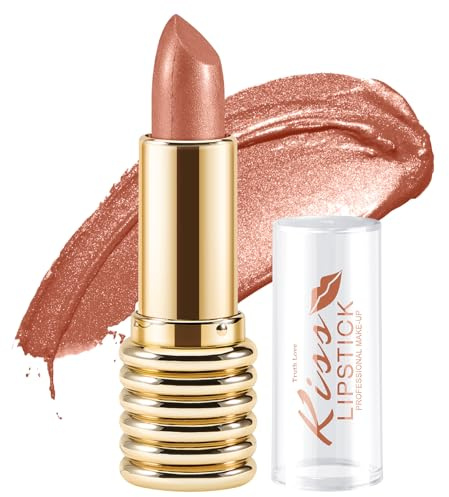 Boobeen Lápiz labial metálico, brillo alto, pigmento intenso, larga duración, cobertura completa