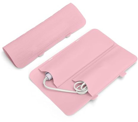 SGERUFZ Alfombrillas de Silicona Resistentes al Calor, Funda Térmica Plancha Pelo, Plegable para Alisar el Cabello de Viaje, Protección Contra el Calor Adecuada para Rizadores (23 cm x 17 cm)
