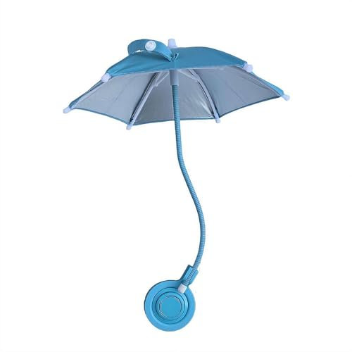 Magnetic Mobile Phone Umbrella Shade for Sun, Adjustable Magnetic Phone Stand with Plastic Shade Umbrella, Avoiding Overheat, Easy Carry and Storage, Fit for All Phones (Blue)