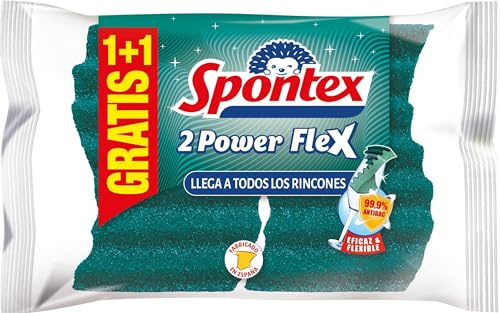 Spontex Estropajo Power Flex 1+1, Paquete de 10