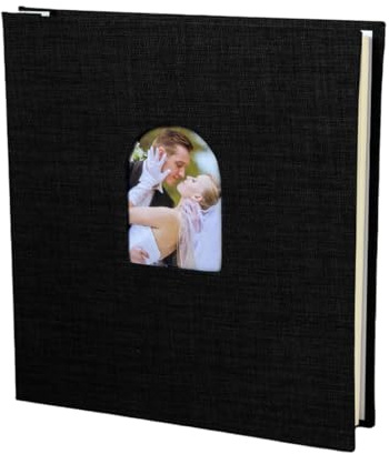 Álbum de ventana arqueado con 40 bolsillos, páginas de cartón grueso, área de escritura para cámaras instantáneas, fácil inserción de fotos, álbum de fotos frontal de arco