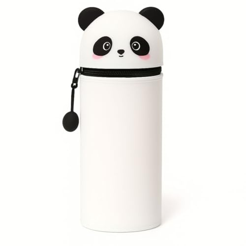 Framtida skosnören silikon fodral barn pennfodral med djurdesign, utdragbart pennfodral för skola och kontor, pennfodral med pingvin, panda, dino, björn, katt, bimotiv, flerfärgad, Panda