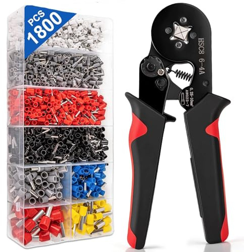 Wire Ferrules Crimping Tool Kit, 1800PCS&Ferrule Crimper Plier for AWG 23-7