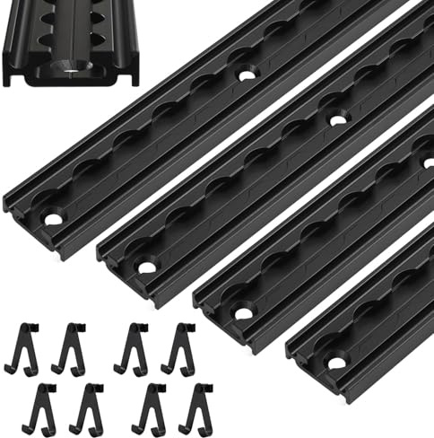 4 guide aeree da 1 m, forma semicircolare con fori, guida anodizzata con 8 ganci doppii, guida aerea in alluminio, fissaggio del carico per rimorchi, auto e camper