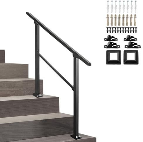 Pasamanos de exterior para 2-3 escalones, pasamanos de escalera de suelo ajustables, pasamanos de transición para jardín, entrada de casa, barra de apoyo de seguridad.(Height 95cm,150cm/59inch)