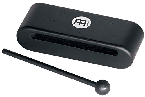 Meinl Percussion Wood Block Instrument - Medium-Large Percussion Instrument Incl. Wooden Beater - Siam Oak, Black (MWB1BK)