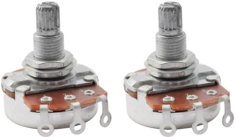 Musiclily Metric Full Size 500K Pots Split Knurled Long 18mm Shaft Linear Taper Guitar Potentiometers for Stratocaster and Telecaster Electric Guitar Bass Parts(Pack of 2)