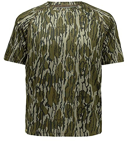 Mossy Oak Camo Hunting Short Sleeve Shirt for Men - Lightweight Performance Stretchable Tee with 4-Way Stretch & Cooling Tech