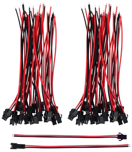 22 AWG JST SM 2 Pin Adattatore Connettore Maschio e Femmina con 135 mm Cavo Elettrico Filo per Luce LED, 20 Paia