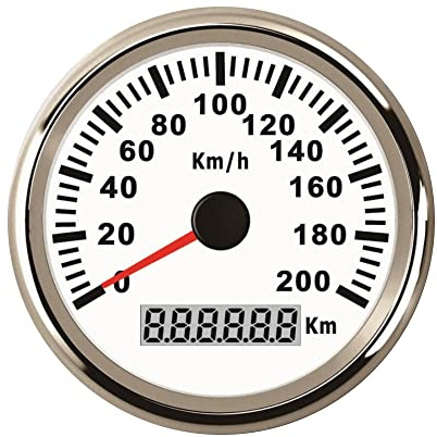ELING Universal GPS Tacho Kilometerzähler 200km/h Tachometer für Auto Boot Yacht Schiff mit Hintergrundbeleuchtung 85mm 12V/24V
