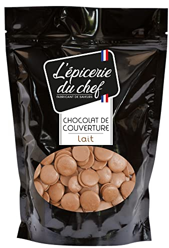 Epicerie du Chef Palets de Chocolat au Lait 500g - Chocolat de Couverture pour Desserts, Pâtisseries, Gâteaux, Glaçages - Ingrédient 35% cacao minimum - EDC8633
