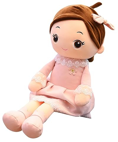 Uposao Kuschelpuppe Weiche Stoffpuppe, 40CM Mädchen Plüschpuppe Gefüllte Puppen mit Kleidung Haaren Niedliches Märchen Prinzessin Stofftier Fee Spielzeug Weihnachten Geschenk Für Baby Kinder,Rosa