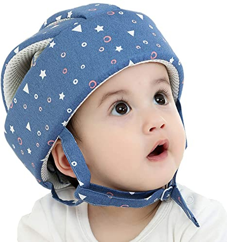 Småbarn promenadhjälm huvudskydd för baby spädbarn promenader inga stötar säkerhet huvud skyddande hatt huvud kudde keps andningsbar barnsäkerhetshjälm för krypning löpning promenader