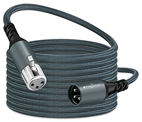 Twozoh Cable XLR 0,3M, Trenzado Equilibrado 3 Pines Macho a Hembra, Cable Micrófono de Audio Profesional/Hifi