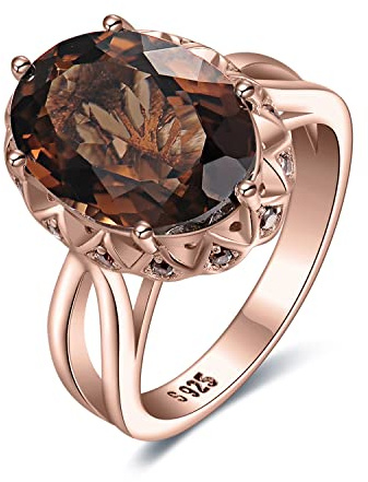 JewelryPalace Oval 5,7ct äkta Rökkvarts Solitärring För Damer, Jättestor ädelstensuppsättning, Ring Silver 925 För Damer, Cocktailring Silver 925 Silverringar För Damer 926 Ringar Kvinnor Rosegold 59