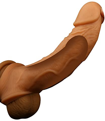 Neu!Penishülle Penis Sleeve 20cm(Penis Verlängerung 4.5cm),Flüssiges Silikon Realistischer Dildo Penismanschetten mit Hodenringe für Penis Vergrößern,Sex Spielzeug für Männer Potenzsteigerung