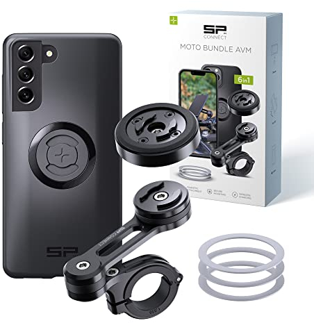 SP CONNECT Moto Bundle mit Anti Vibration Module | SPC+ | kompatibel mit Samsung S21 FE | Handyhalter für Motorrad Bike Moped Roller | Gadget Halterung für Navi