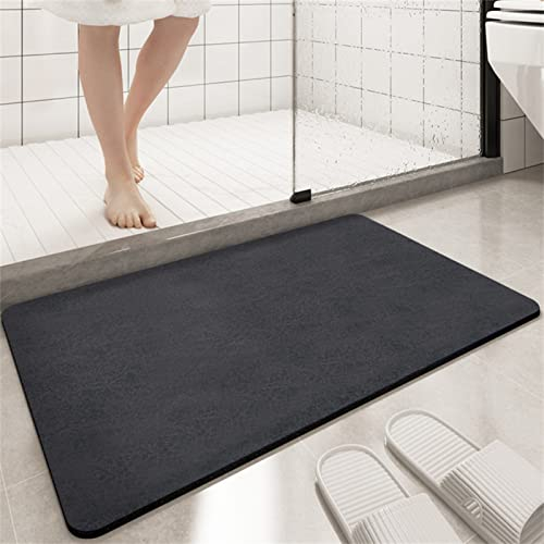 Badezimmerteppich Super Absorbierende Rutschfester Badematte, Badematten Badteppich 50x80cm Badvorleger Extra DüNn Schnelltrocknende Waschbare Badematte Home Rug, Badmatte Bodenmatte Floor Mat Schwarz