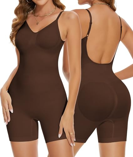 SHAPERIN Kvinnors skulpterande body shaper platt mage slimmande bodysuit shapewear hel bodysuit osynlig skulpterande jumpsuit låg rygg
