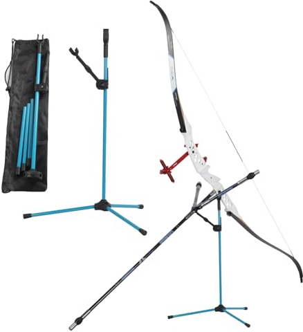 SOPOGER Bogenschießen Recurve-Bogenständer – 61 cm, tragbarer Bogenhalter für Recurvebogen, leichtes Fiberglas-Bogenregal, langer Bogenaufhänger, sichere Präsentation (blau)
