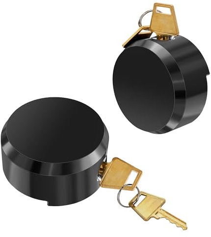 Alwapea 2 Pieces Heavy Duty Hidden Shackle Puck Locks, Hidden Shackle Padlocks Keyed Alike Trailer Puck Padlocks with Enlarged Lock for Vans, Black