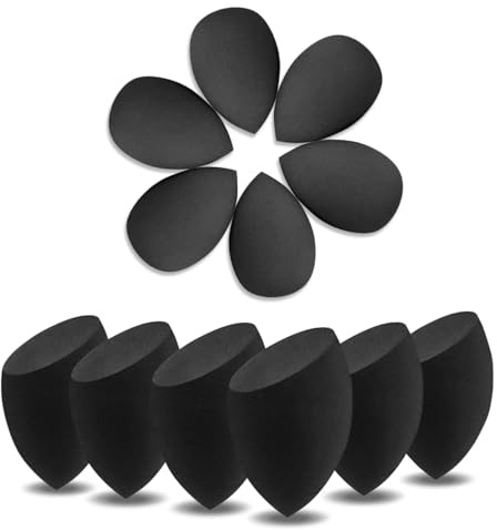12 Pcs Black Makeup Sponges for Foundation Bulk Latex-Free Reusable big Beauty Sponge Blender Cosmetic Applicator For Powder Cream and Liquid Makeup Tools Set