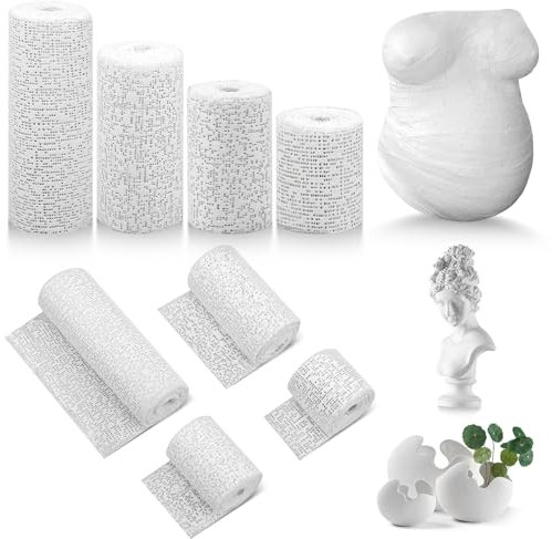 8 Rollen Gipsbinden für Gipsabdruck Babybauch, 5/7,5/10/15CM x 2,7 M Gipsbinden Gibsbindenden zum Basteln, Schnelltrocknende Gips Abdruck Binden für Bauch Schwangerschaft Textur-Malerei Skulpturen