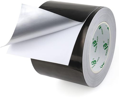 BOMEI PACK Large Ruban adhésif en aluminium 50 m ruban métallique très résistant, résistant à la chaleur, parfait pour l'étanchéité et le colmatage, réparation des métaux (Noir 100mm*50m)