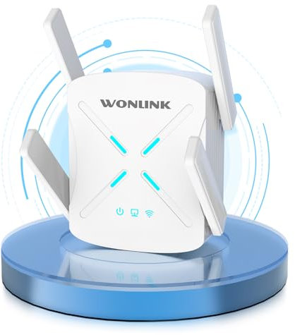 WONLINK WiFi 6 Extender Booster WiFi Booster Range Extender 1800Mbps Dual Band 5GHz & 2.4GHz Wireless Internet Booster WiFi Repeater with Ethernet Port, 4 Antennas, WPS Easy Setup, UK Plug, White