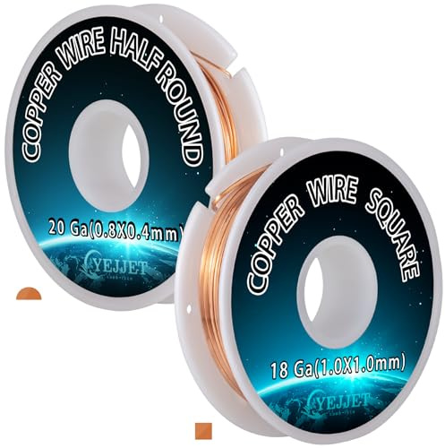 Thick & Medium Copper Wire Set - 18Ga Square & 20Ga Half Round for Stone Setting & Wire Weaving