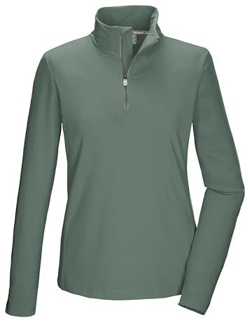 Killtec Women's Ksw 70 Wmn FLX Shrt Functional Fleece Shirt with Stand-up Collar and Zip, Green-Grey, 20