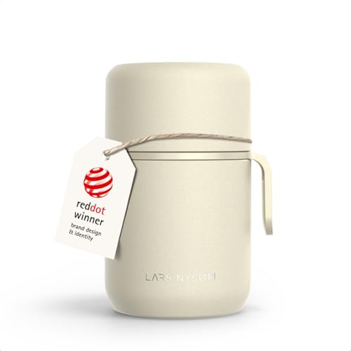 LARS NYSØM Boîte Alimentaire Isotherme en Inox - Récipient Hermétique pour Repas Chauds ou Froids, Thermos à Large Ouverture pour Soupe, Bureau & Voyage (Almond Beige, 500ml)